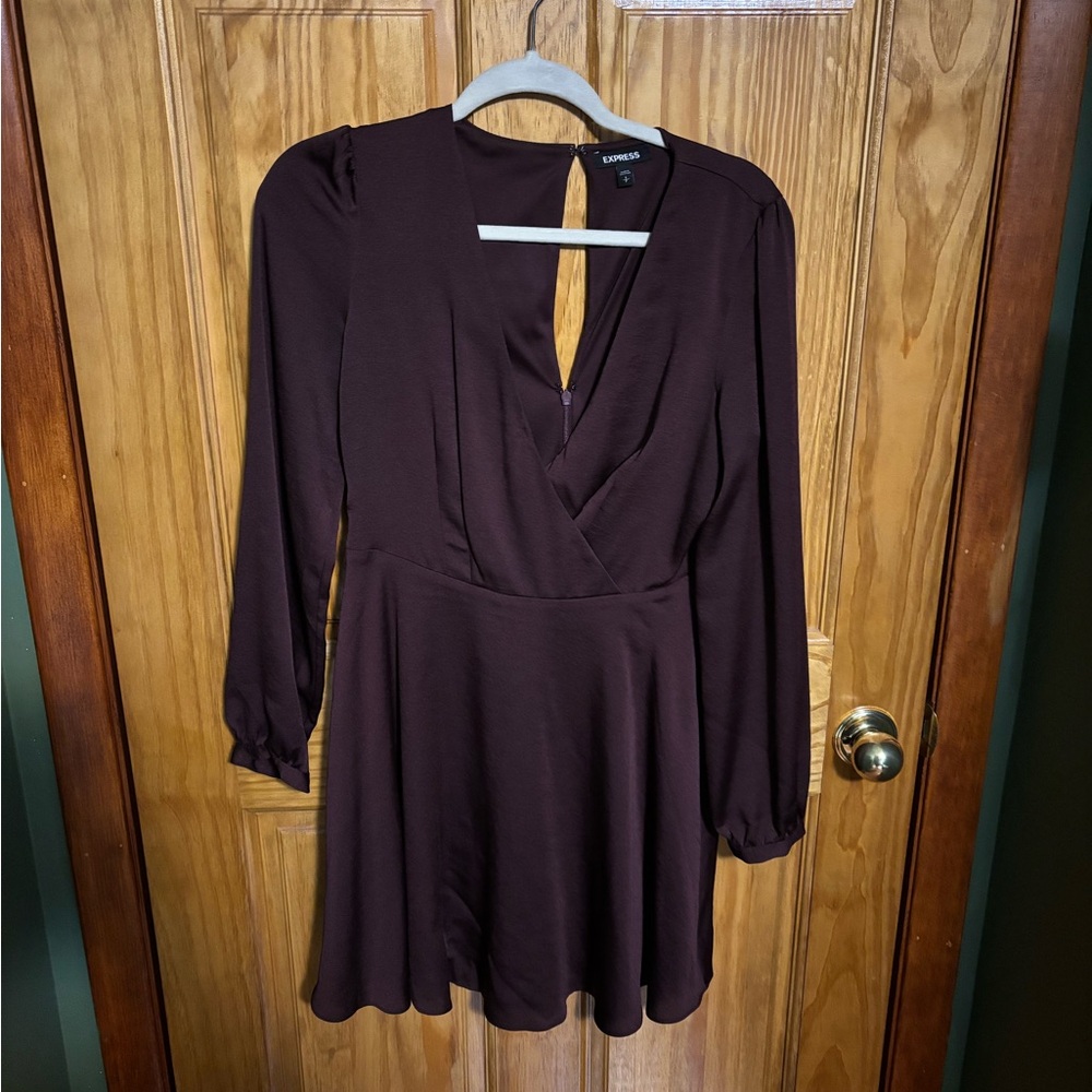 Express purple over the knee long Sleeve Dress
